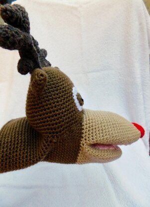 Rudolph, the reindeer, amigurumi hand puppet