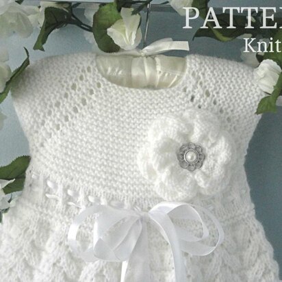 Knitting PATTERN Baby Dress Knitted Flower