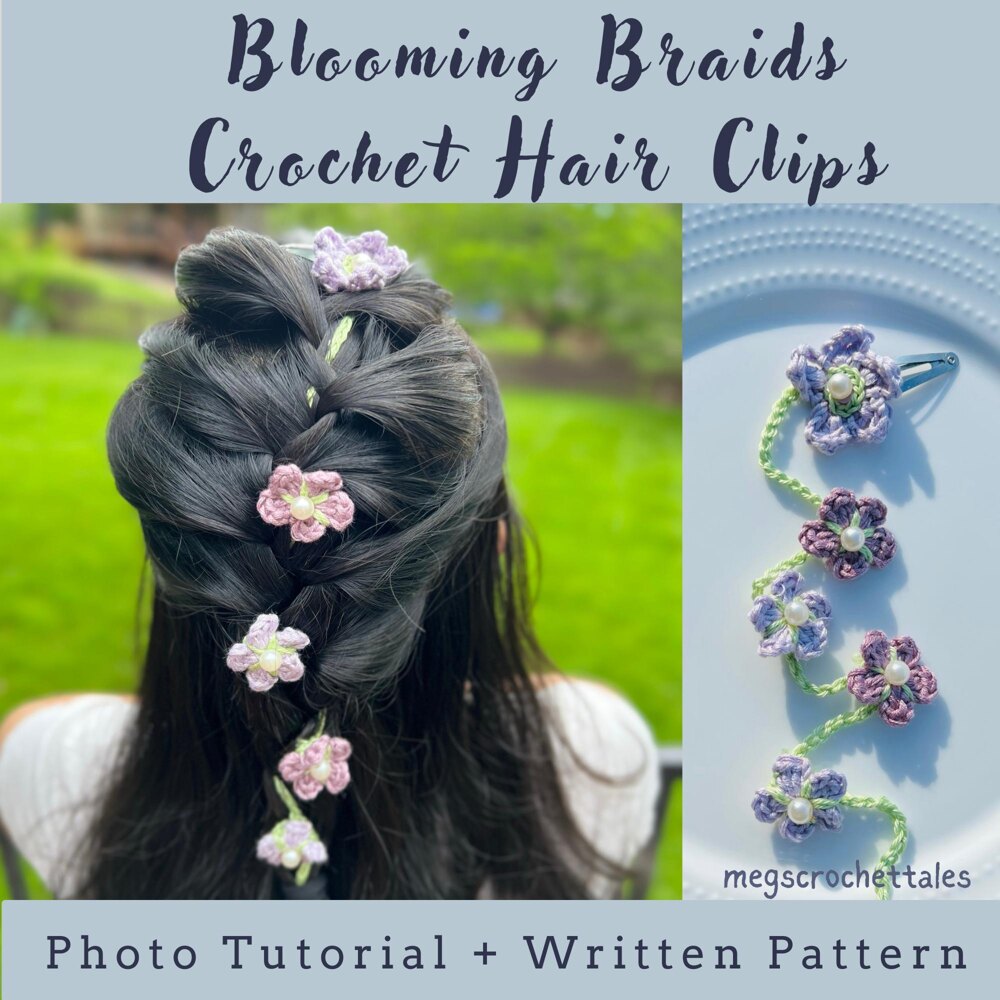 Blooming Braid Hair Clips Pattern| PDF Download Crochet pattern by