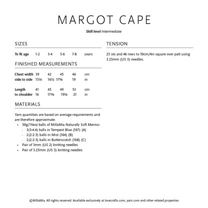 Margot Cape - Knitting Pattern for Kids in MillaMia Naturally Soft Merino