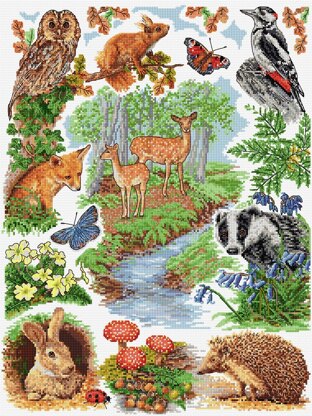 Anchor Woodland Sampler Cross Stitch Kit - 40cm x 30cm