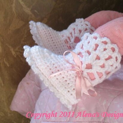 White Lace Top Baby Booties