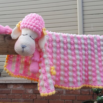Pink Sleepy Sheep Crochet Blanket