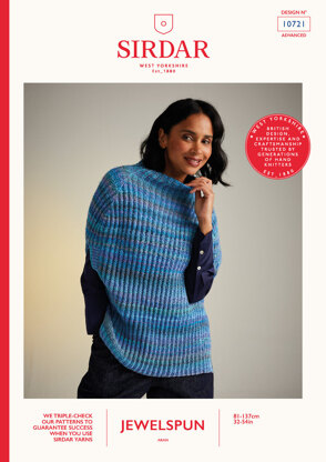 Poncho In Sirdar Jewelspun Aran - 10721P - Downloadable PDF