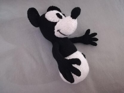 Toy Knitting pattern for a Mickey Mouse toy based on Steamboat Willie