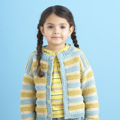 Playful Stripes Cardigan in Lion Brand Cotton-Ease - 81026AD