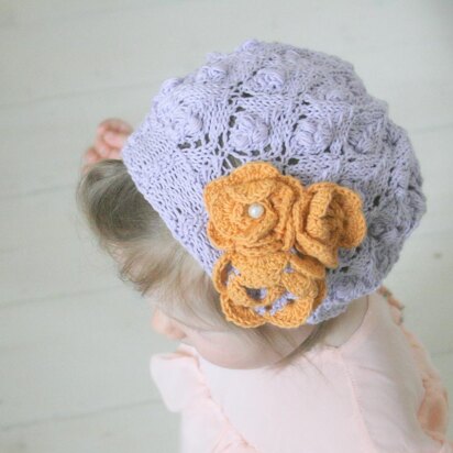 Violet lace hat - knitting pattern