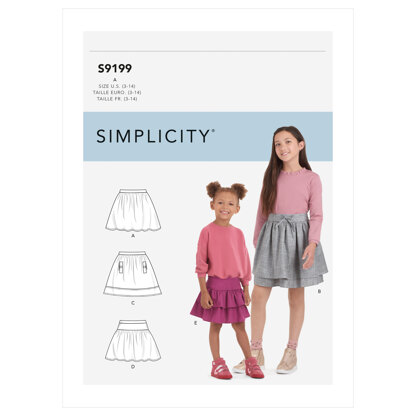 Simplicity Children's & Girls' Skirts S9199 - Paper Pattern, Size A (3-4-5-6-7-8-9-10-12-14)