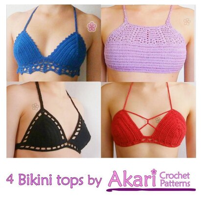 1 Free Pattern. 4 Bikini Tops Pack_ PBK5