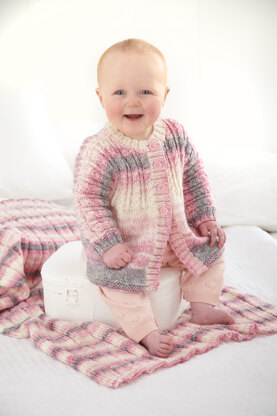 Babies Hooded Jacket, Top, Matinee Coat, Blanket P6168 in King Cole Cutie Pie DK - Leaflet