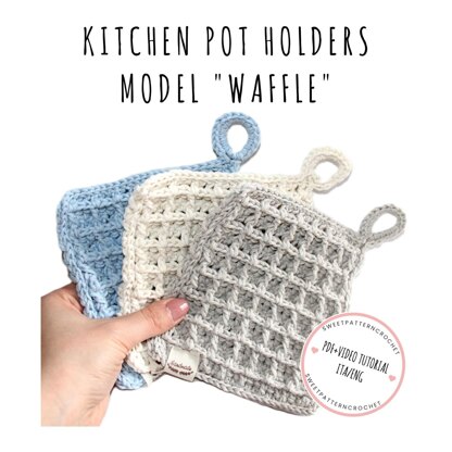 Pattern kitchen pot holder "waffle" model crochet