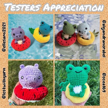 Frog and Hippo in Fruit Swim Rings