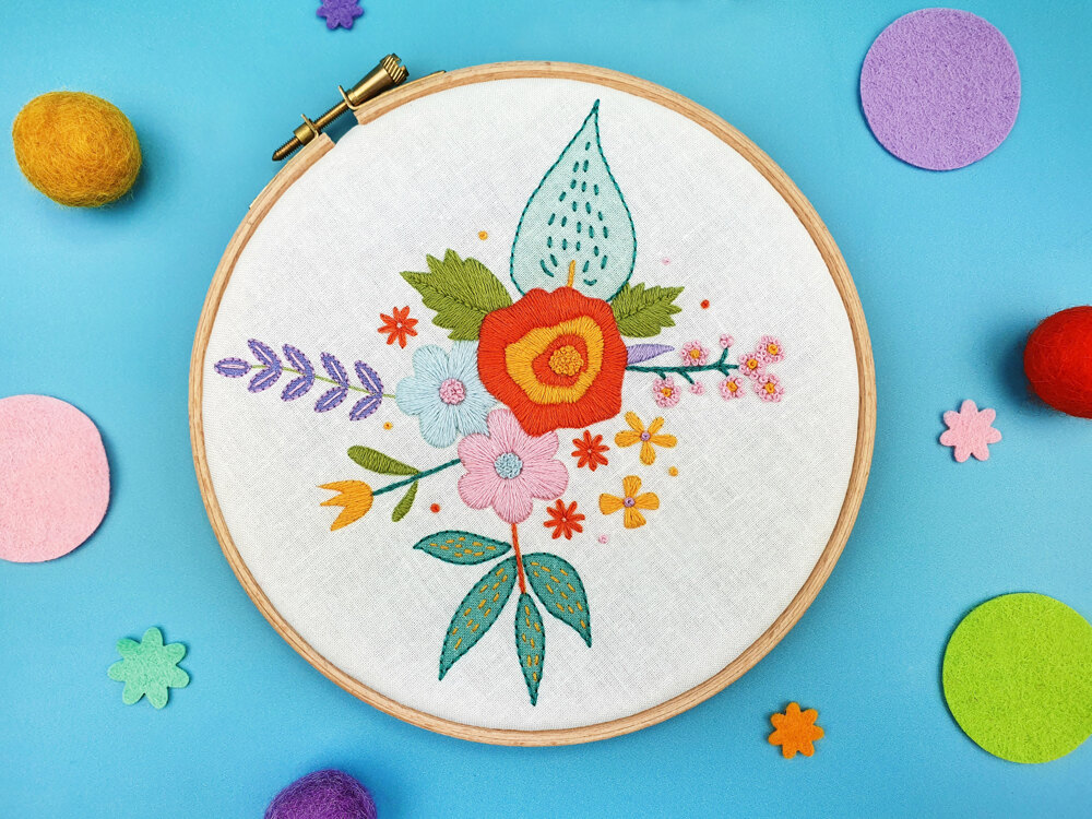 Photo embroidery kit for beginners - bright colors