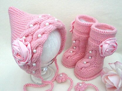 Knitting PATTERN Baby Cap and Baby Booties Baby Set 0 - 12 months