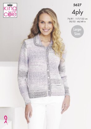 Cardigan & Top Knitted in King Cole Drifter 4Ply - 5627 - Downloadable PDF