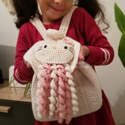 Hello Kitty Backpack Crochet pattern by SweetSamDesign