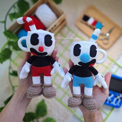 Cuphead, Mugman and Ms. Chalice amigurumi pattern (big version)