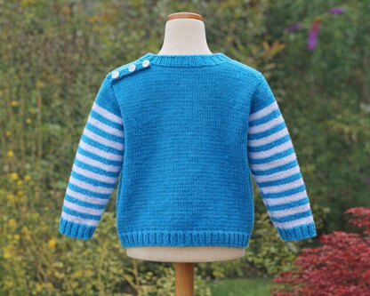 P019 White Cat Motif Jumper