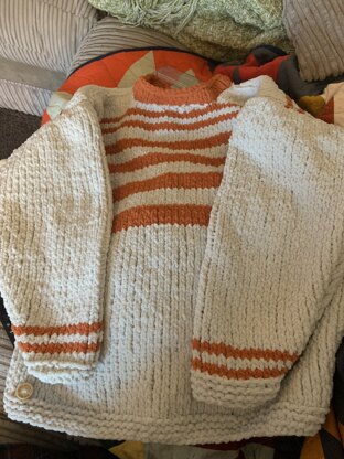 Child's Striped Yoke Pullover in Lion Brand Homespun - LB30145