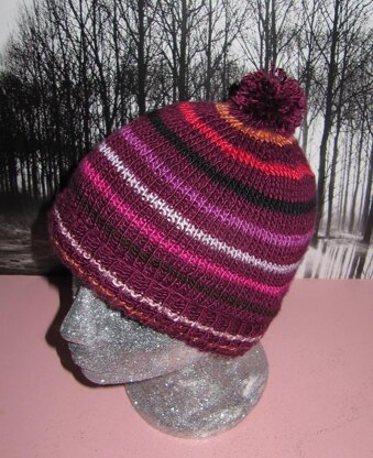 Small Stripe Bobble Beanie Hat