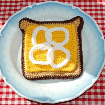 Crochet Pattern for Cheese and Onion on Toast - Crocheted Toy Food