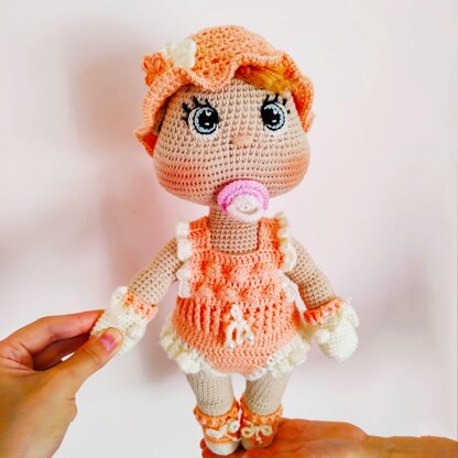 Amigurumi doll clothes pattern, Amigurumi doll outfit pattern 12,6 inches, Crochet baby clothes for Lulu (English, Deutsch, Français)