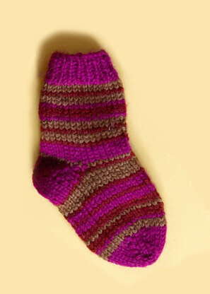 Knit Child's Striped Socks in Lion Brand Wool-Ease - 70278A