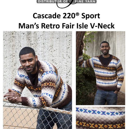 Men's Retro Fair Isle Pullover in Cascade 220 Sport - DK256