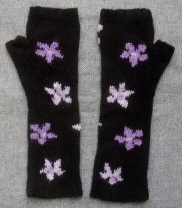 Star-flower long fingerless mitts