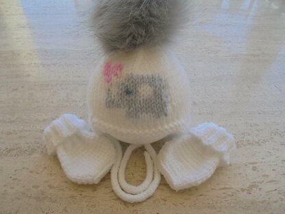 Baby Girl Hat And Mittens