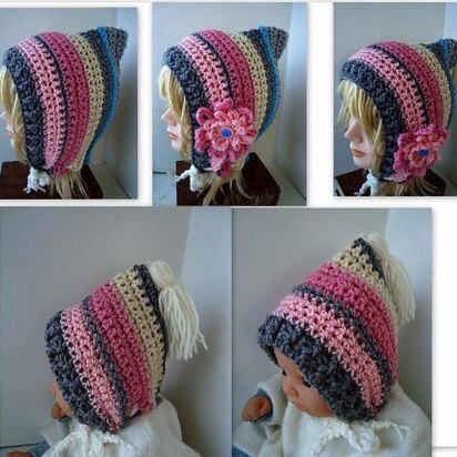 652 CROCHET HOOD, NEAPOLITAN, baby to adult