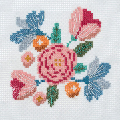 Trimits Floral Cross Stitch Kit - 13 x 13cm