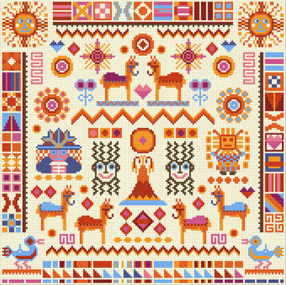 Riverdrift House Inca Sampler Cross Stitch Kit - 30cm x 30cm