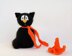 Black Cat in the orange Hat - halloween knitting pattern (knitted round)