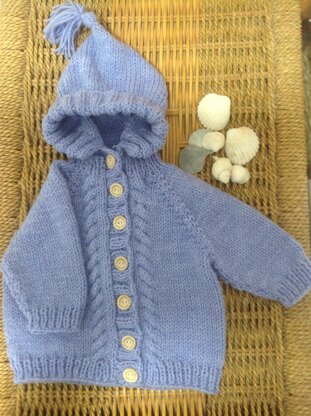 Top down hooded baby jacket