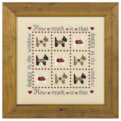 Historical Sampler Company How Much is that Doggy Cross Stitch Kit - 16ct Aida - 38cm x 39cm