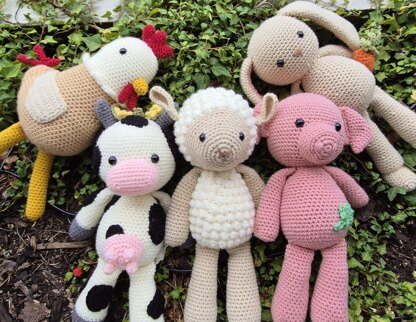 Arm Animal Set Bunny Chicken Cow Pig Sheep Lamb crochet amigurumi