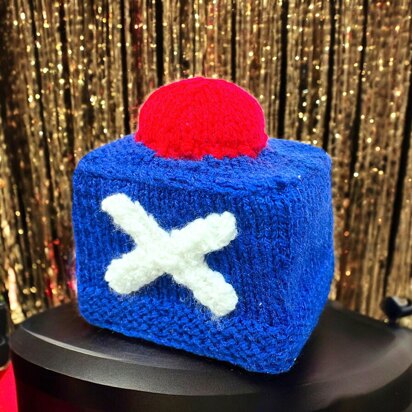BGT Buzzer choc orange box cover / toy - knitting pattern