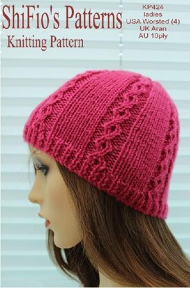 Knitting Pattern Ladies Beanie Hat UK & USA Terms #424