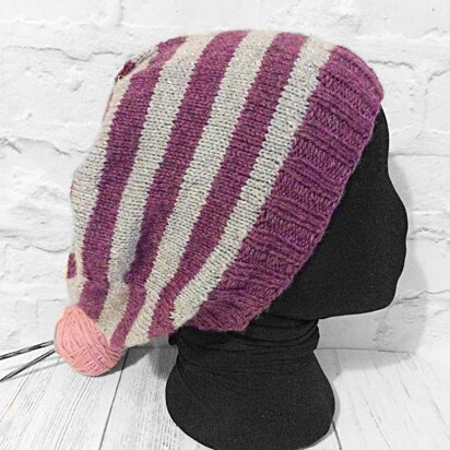 Striped Slouch Hat - knitting pattern