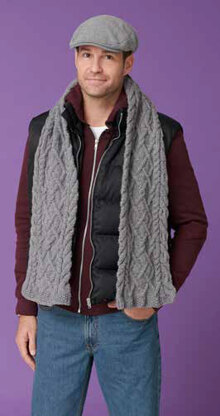 Men's Cabled Scarf in Caron United - Downloadable PDF