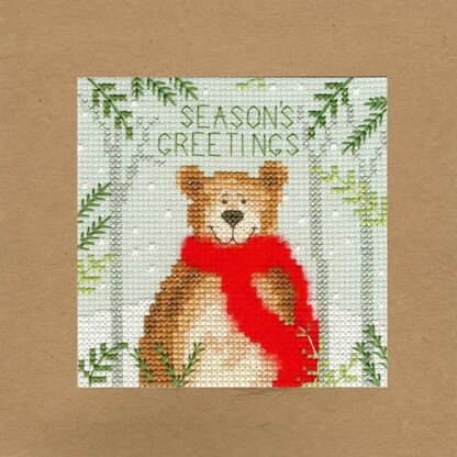 Bothy Threads Xmas Bear Cross Stitch Kit - 10cm x 10cm