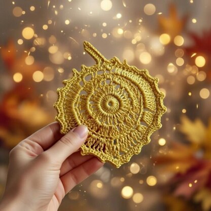 Boho Crochet Leaf Coaster Pattern – PDF & Video Tutorial, Leaf Placemat, Crochet Table Decor