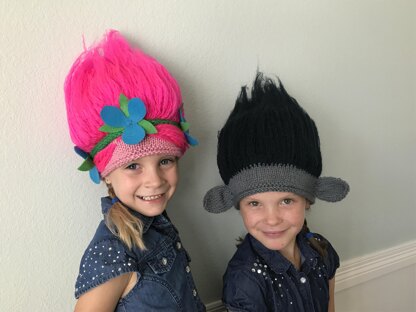 Princess Poppy and Branch inspired Troll Hats