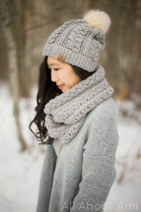 Braided Cabled Cowl & Slouchy Beanie