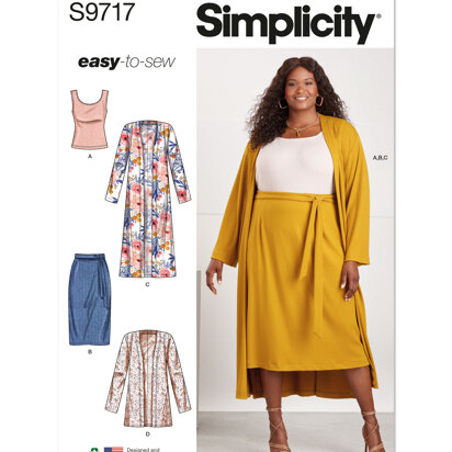 Simplicity Women's Knit Top, Cardigan and Skirt S9717 - Sewing Pattern