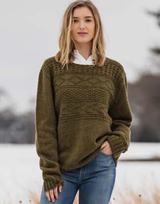 Pemberton Pullover in Blue Sky Fibers Woolstok - 202020 - Downloadable PDF