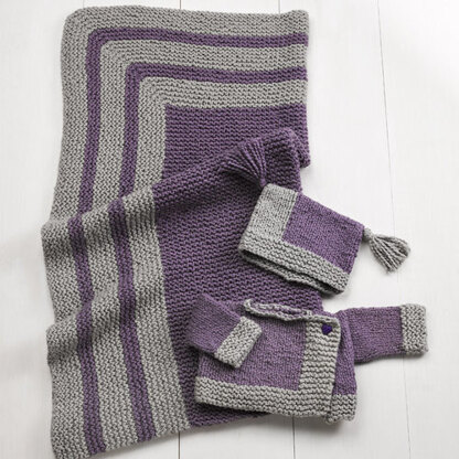 Iris 3 Piece Baby Set - Knitting Pattern For Babies in Tahki Yarns Hatteras by Tahki Yarns