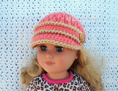 Two-Button Visor Hat for 18in Doll