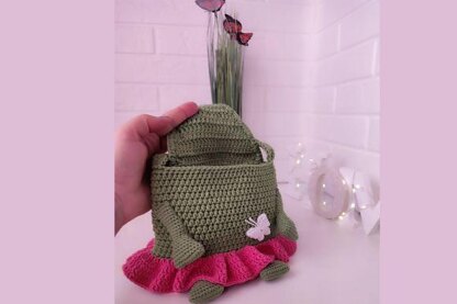 PDF crochet baby frog shoulder bag, frog purse pattern